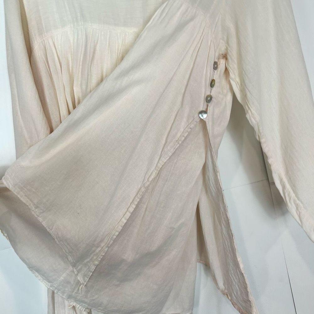 JP and Mattie Cream Boho Peasant blouse Cotton Shell Buttons Layered Tunic - Picture 6 of 15